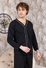Erkek Boydan Düğmeli Yüksel Kalite Pamuk Pijama Takımı 16511