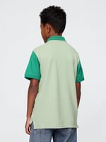 Erkek Çocuk Gap Logo Colorblock Pique Polo Yaka Yeşil T-Shirt