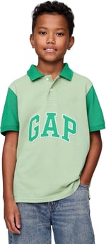 Erkek Çocuk Gap Logo Colorblock Pique Polo Yaka Yeşil T-Shirt