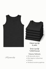Erkek Çocuk Pamuklu Penye Atlet 6'lı%100 Pamuklu