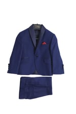 Erkek Çocuk Şal Yaka Saten Yakalı Takım Elbise Poliviskon Kumaş 3-4 Yıl