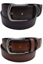 Erkek Deri Kemer 2'li Kahverengi Taba Dikişli 4 cm 110 CM gutieroNM-665