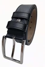 Erkek Deri Kemer 2'li Siyah Lacivert Dikişli 4 cm 135 CM gutieroNM-684