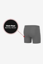 Erkek Gri 3’Lü Uzun Paça Bambu Boxer - 25201