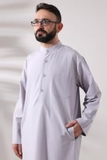 Erkek Hac ve Umre Kıyafeti İkili Alt Üst Afgan Takım Gri
