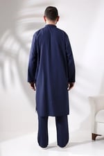 Erkek Hac ve Umre Kıyafeti İkili Alt Üst Afgan Takım Lacivert