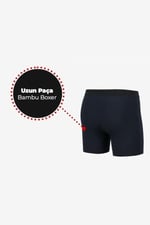 Erkek Lacivert 3’Lü Uzun Paça Bambu Boxer - 25201