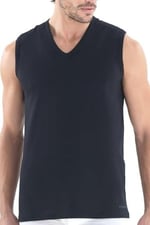 Erkek Loose Fit 2'li V Yaka Siyah Sıfır Kol Atlet 9227 Blackspade
