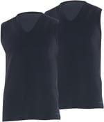 Erkek Loose Fit 2'li V Yaka Siyah Sıfır Kol Atlet 9227 Blackspade