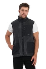 Erkek Polar Kolsuz Çift Renk Yelek 3 Cepli Comfort Fit Kesim
