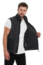 Erkek Polar Kolsuz Çift Renk Yelek 3 Cepli Comfort Fit Kesim
