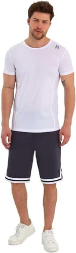 Erkek Polyester Beyaz Şeritli Basketbol Şort