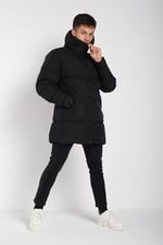 Erkek Regular Fit Uzun Su Geçirmez Şişme Kapüşonlu Mont | Waterproof Siyah Mont | Soğuk Havalarda -20°C'ye Kadar Koruma - MM-128