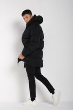 Erkek Regular Fit Uzun Su Geçirmez Şişme Kapüşonlu Mont | Waterproof Siyah Mont | Soğuk Havalarda -20°C'ye Kadar Koruma - MM-128