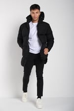 Erkek Regular Fit Uzun Su Geçirmez Şişme Kapüşonlu Mont | Waterproof Siyah Mont | Soğuk Havalarda -20°C'ye Kadar Koruma - MM-128