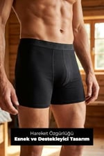 Erkek Siyah 3’Lü Uzun Paça Bambu Boxer - 25201