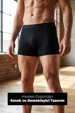 Erkek Siyah 5’Li Klasik Bambu Boxer - 25103