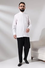 Erkek Siyah Çınar Rahat Kesim Beli Lastikli Hac ve Umre Keten Şalvar Pantolon