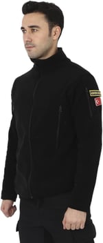 Erkek Siyah Taktik Polar Hırka - Outdoor Polis Poları