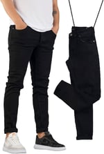 Erkek Slim Fit Dar Kesim Kot Pantolon Siyah
