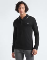 Erkek Slim Fit Uzun Kollu Polo Yaka Siyah Polo Yaka T-Shirt K10K112753-BEH