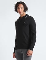 Erkek Slim Fit Uzun Kollu Polo Yaka Siyah Polo Yaka T-Shirt K10K112753-BEH