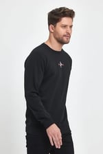 Erkek Supermagic Göğüs Baskılı Basic Sweatshirt