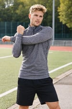 Erkek Ultimate Fermuar Yakalı Uzun Kollu Dikişsiz Spor Tişört GRİ M