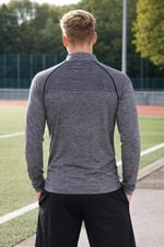 Erkek Ultimate Fermuar Yakalı Uzun Kollu Dikişsiz Spor Tişört GRİ M