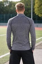Erkek Ultimate Fermuar Yakalı Uzun Kollu Dikişsiz Spor Tişört GRİ M