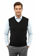 Erkek V Yaka Süveter Çelik Örgü Regular Kalıp 5201H BGL-ST04842 - Bedenler: M, L, XL, XXL