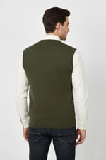 Erkek V Yaka Süveter Çelik Örgü Regular Kalıp BGL-ST04839 - Bedenler: M, L, XL, XXL