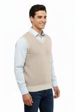 Erkek V Yaka Süveter Çelik Örgü Regular Kalıp 5206H BGL-ST04841 - Bedenler: M, L, XL, XXL
