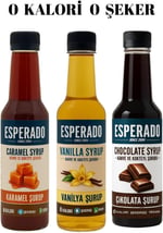 ESPERADO - 3 LÜ KAHVE ŞURUP SETİ - VANİLYA * ÇİKOLATA * KARAMEL -ŞEKERSİZ - ZERO- 3 X 250 ML