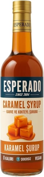 ESPERADO Şekersiz (Sugar Free) Karamel Aromalı Kahve & Kokteyl Şurubu - 750 ml