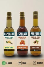 Esperado Vanilya * Karamel * Fındık Aromalı Kahve Şurubu - 3 Lü Set - Şekersiz - 750 Ml X 3 Ad.