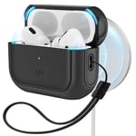 ESR Airpods Pro 2 kılıfı (2023/2022/2019) için, AirPods Pro 2./1 ile uyumlu, MagSafe Ready, manyetik kapak, USB-C/Lightning kablosu, hibrit düşme koruması, siyah