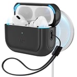 ESR Airpods Pro 2 kılıfı (2023/2022/2019) için, AirPods Pro 2./1 ile uyumlu, MagSafe Ready, manyetik kapak, USB-C/Lightning kablosu, hibrit düşme koruması, siyah