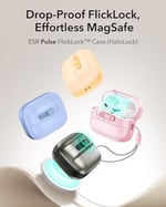 ESR AirPods Pro 2./1. nesil kılıf (2023/2022/2019) HaloLock, MagSafe Ready, manyetik kapak kilidi (USB-C/Lightning kablosu), taşıma kayışlı düşmeye karşı koruma, Pulse serisi, siyah