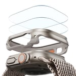 ESR Apple Watch Ultra 3/Ultra 2/Ultra için Ekran Koruyucu ile Ultra Kılıf 49mm (2025) Askeri Sınıf Koruma, Alüminyum Alaşımlı Kılıf 2 Paket Armorit Cam Koruyucu Seti, Orijinal Kal, Titanyum | Ekran Ko