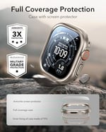 ESR Apple Watch Ultra 3/Ultra 2/Ultra için Ekran Koruyucu ile Ultra Kılıf 49mm (2025) Askeri Sınıf Koruma, Alüminyum Alaşımlı Kılıf 2 Paket Armorit Cam Koruyucu Seti, Orijinal Kal, Titanyum | Ekran Ko