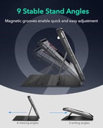 ESR iPad Air 11 inç M2, iPad Air 6/5/4 (2024/2022/2020) için kılıf, çıkarılabilir manyetik kapak, dikey/yatay formatta stand, yükseltilmiş ekran görüntüsü, 9 dik açılı, kaydırma serisi, siyah
