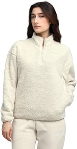 Ess Elevated Half-Zip Crew Kadın Bej Günlük Stil Sweatshirt 68811187 - Bedenler: XS, S, M, L