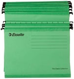 Esselte Klasik Askılı Dosya, A4, Yeşil, 25'Li Paket, Sekmeler Dahil, 90318