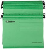 Esselte Klasik Askılı Dosya, A4, Yeşil, 25'Li Paket, Sekmeler Dahil, 90318
