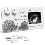 EURSET Bebek Sonogram Resim Çerçevesi / Bebek Geri Sayım Haftaları - Standart 10,16 cm x 7,62 cm Ultrason Fotoğraf - Hamilelik Duyuruları Fikirleri - Cinsiyet Açıklaması Bebek Partisi Hediyeleri - Ebe