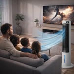 Ev Tipi Kule Tipi Vantilatör & Soğutucu – 70W Güçlü Hava Akışı, 3 Kademe Hız, 3L Su Tanklı Nemlendirici, 24 Saat Zamanlayıcı, Sessiz Çalışma (29 dB), Uzaktan Kumandalı, LCD Ekranlı