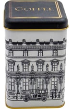 EVLE-Er022-2a City Coffee Desenli Kare Metal Saklama Kabı 11x11 Cm (City Coffee)