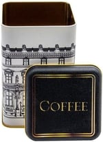 EVLE-Er022-2a City Coffee Desenli Kare Metal Saklama Kabı 11x11 Cm (City Coffee)