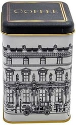 EVLE-Er022-2a City Coffee Desenli Kare Metal Saklama Kabı 11x11 Cm (City Coffee)